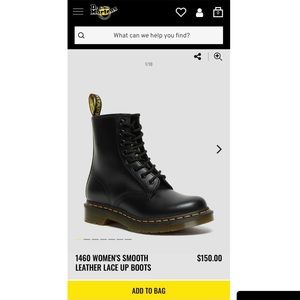 Dr Martens 1460 Smooth Leather Lace Up Boots— Black